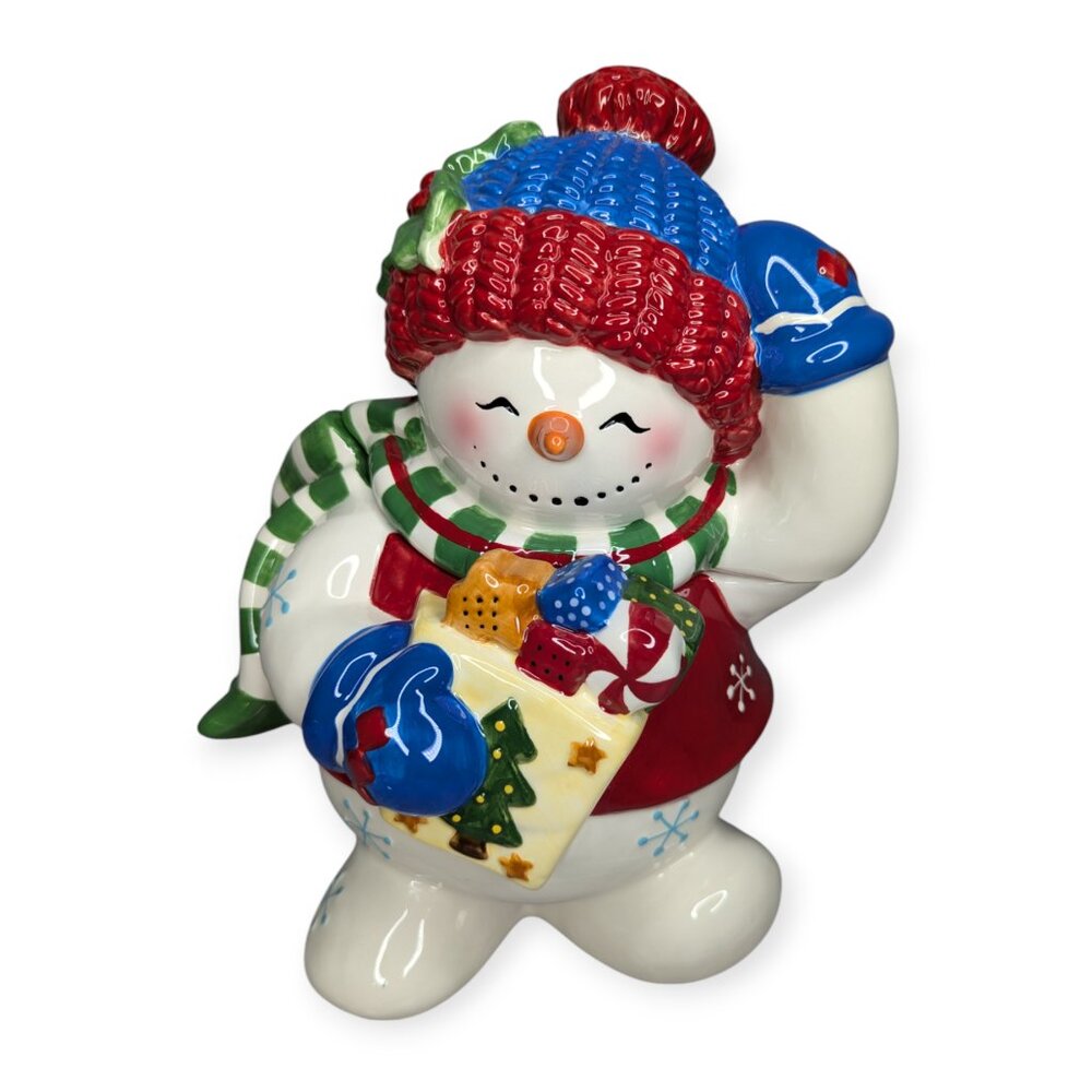 Studio Nova Festive Frosty 11.5" Ceramic Cookie Jar Christmas Winter Collection